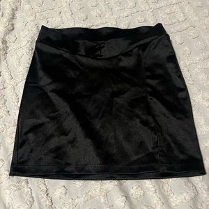 black mini skirt with slit